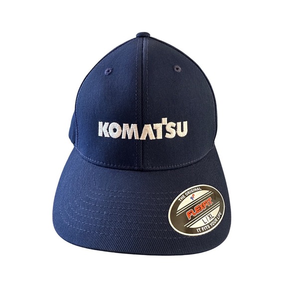 Komatsu Hat Navy Blue Nylon Cotton Blend Longview Texas Flexfit Size L/XL